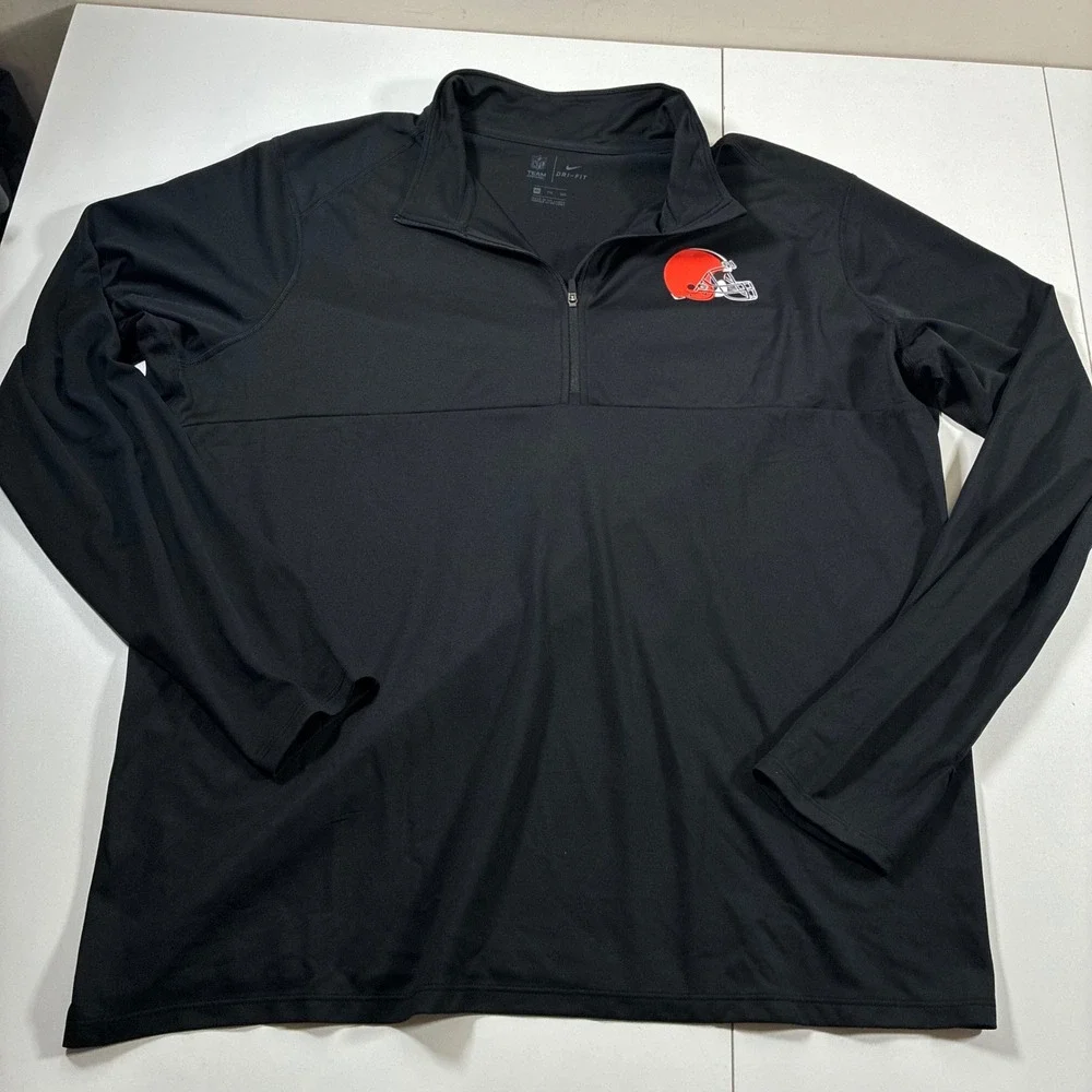 Cleveland Browns Nike Quarter Zip 2XL Black NFL Dri-FIT Lightweight Pullover